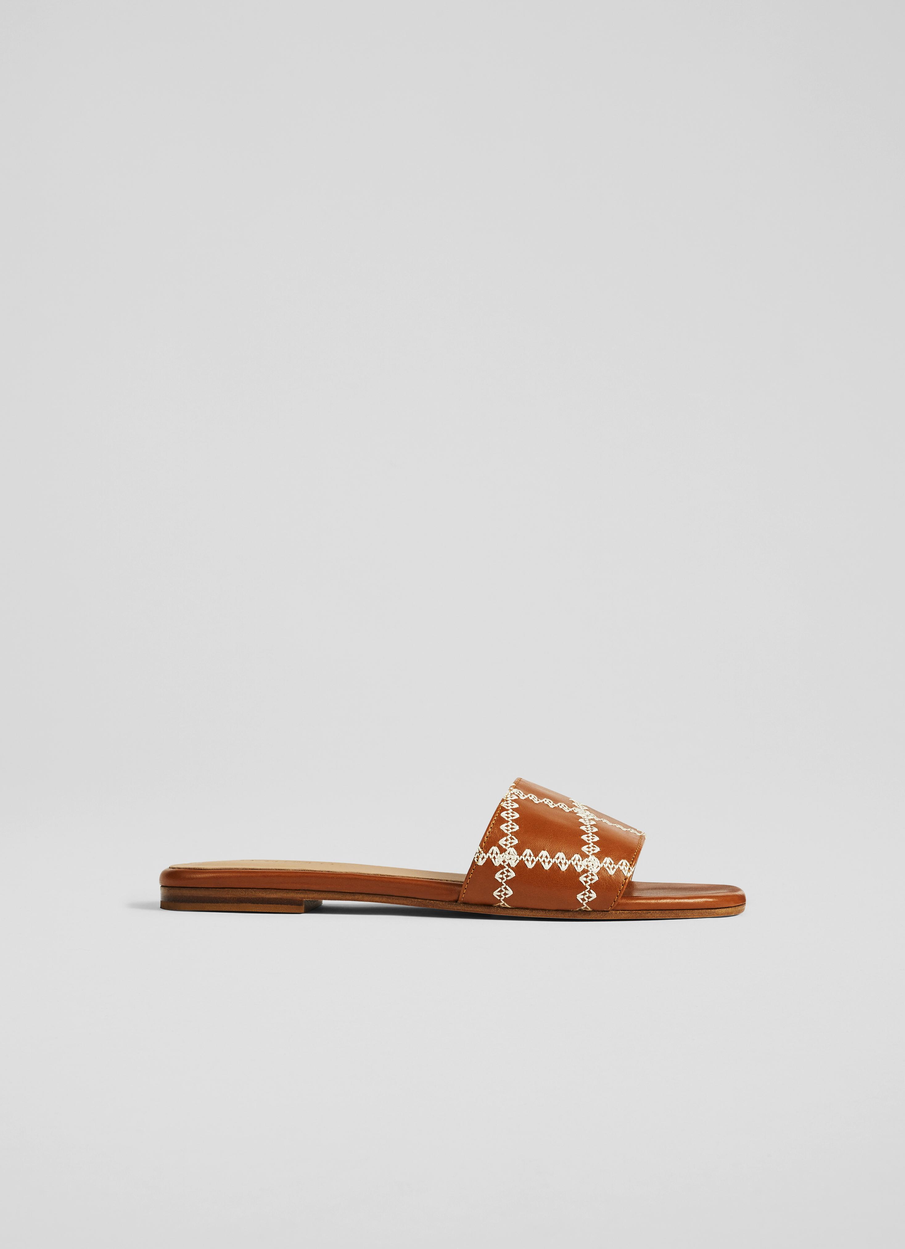 Hema Tan Leather Stitch Detail Flat Mules Sale Collections L.K.Bennett London